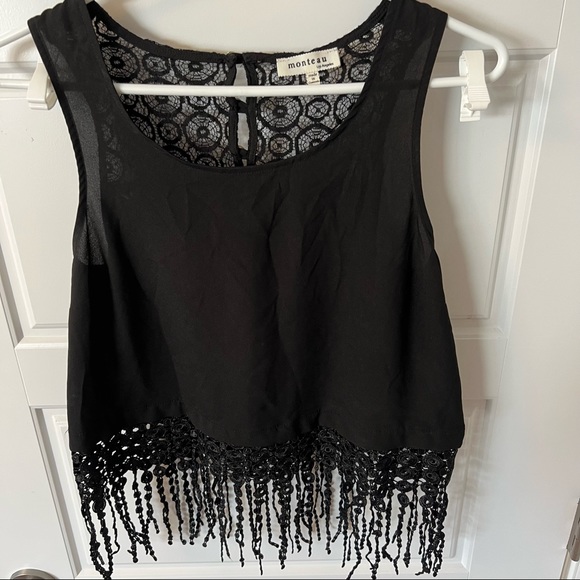 Boho black crop top with fringe - Picture 7 of 7